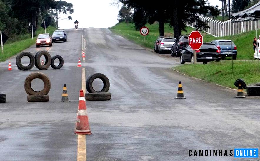 Trevo na BR-280 em Canoinhas segue com bloqueio parcial