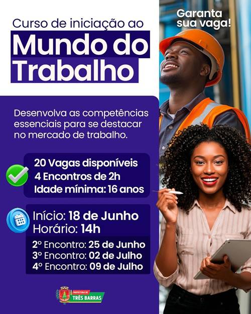 ECONOMIA Prefeitura de Três Barras abre inscrições para curso gratuito de iniciação profissional